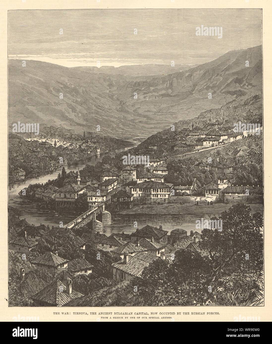 Veliko Tarnovo (Tirnova) antica capitale bulgara occupata dall esercito Russo 1877 Foto Stock