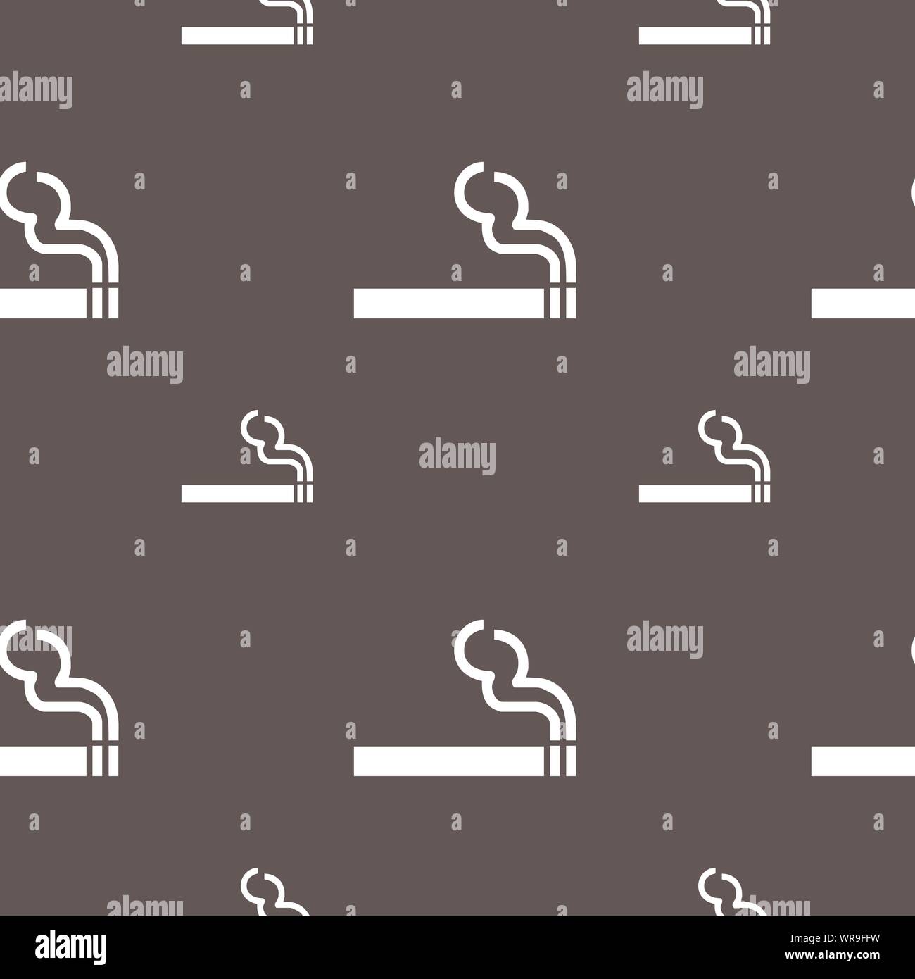 Il fumo di sigaretta icona segno. Seamless pattern su uno sfondo grigio. Vettore Illustrazione Vettoriale