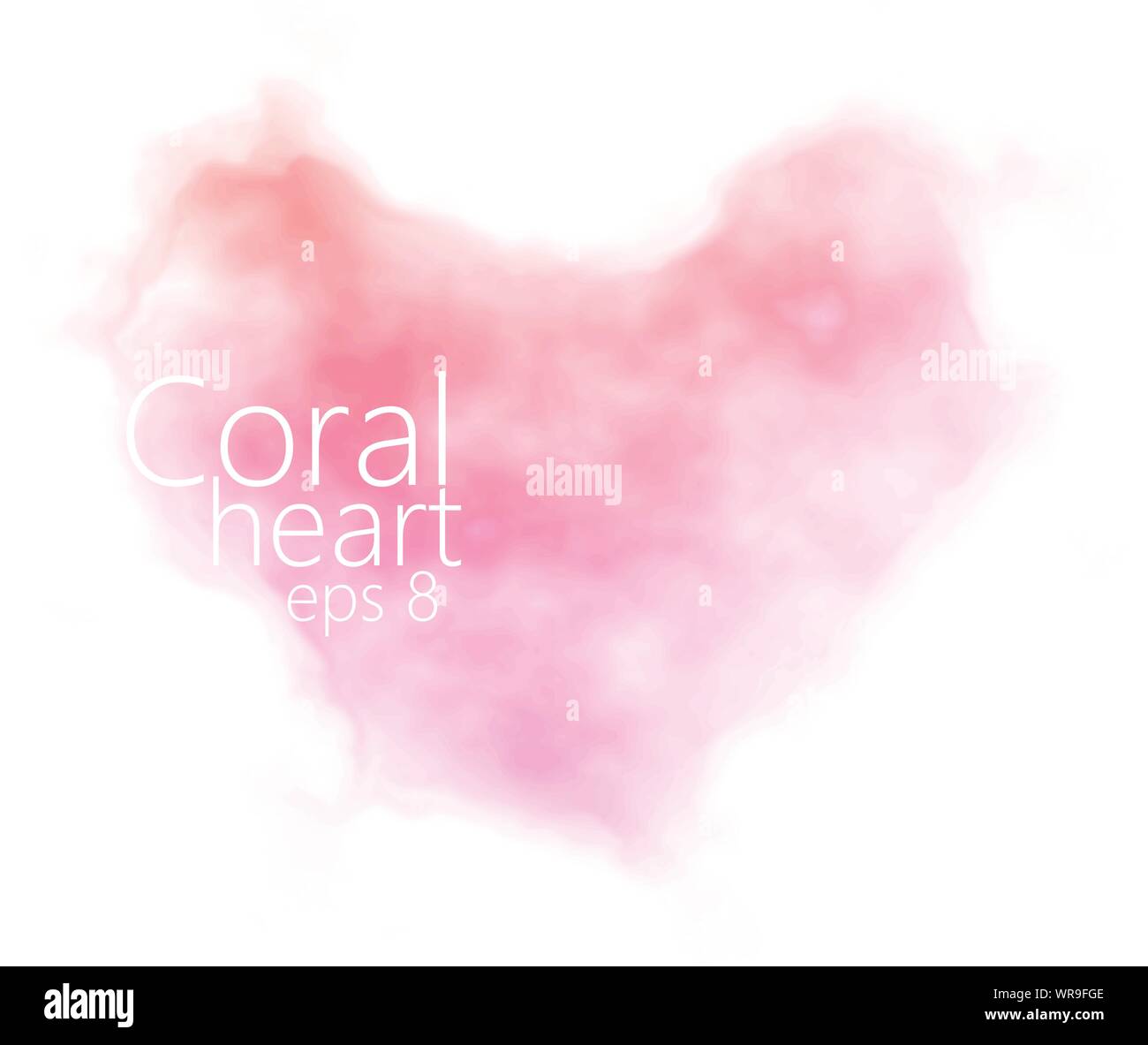 Acquerello forma di cuore in rosa corallo, salmone chiaro. Abstract background color pastello con soft texture blended. eps8. Illustrazione Vettoriale