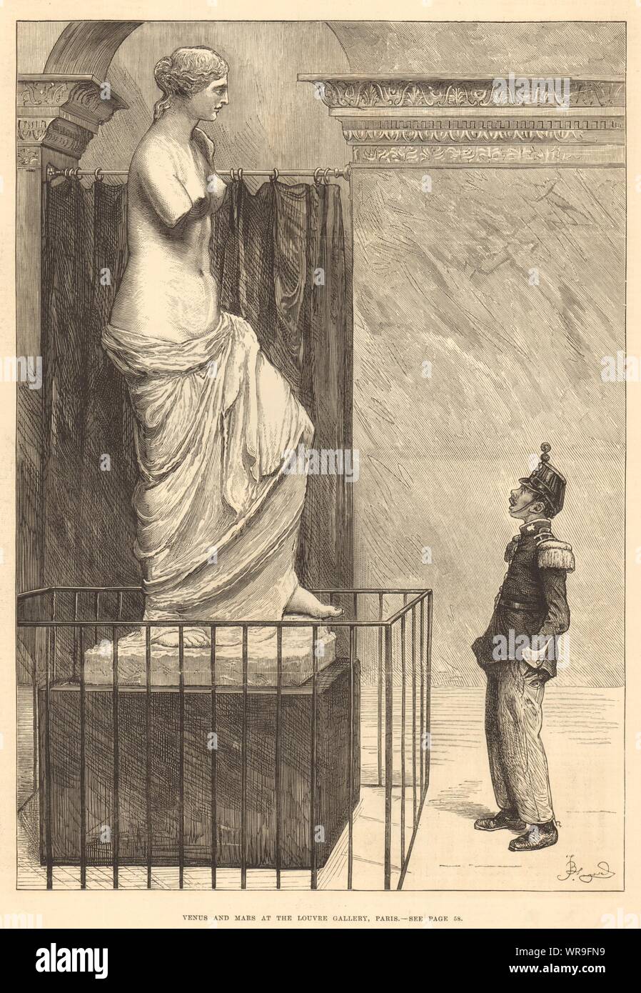 Venere e Marte presso la Galleria del Louvre di Parigi. Ritratti. Statue 1880 ILN print Foto Stock