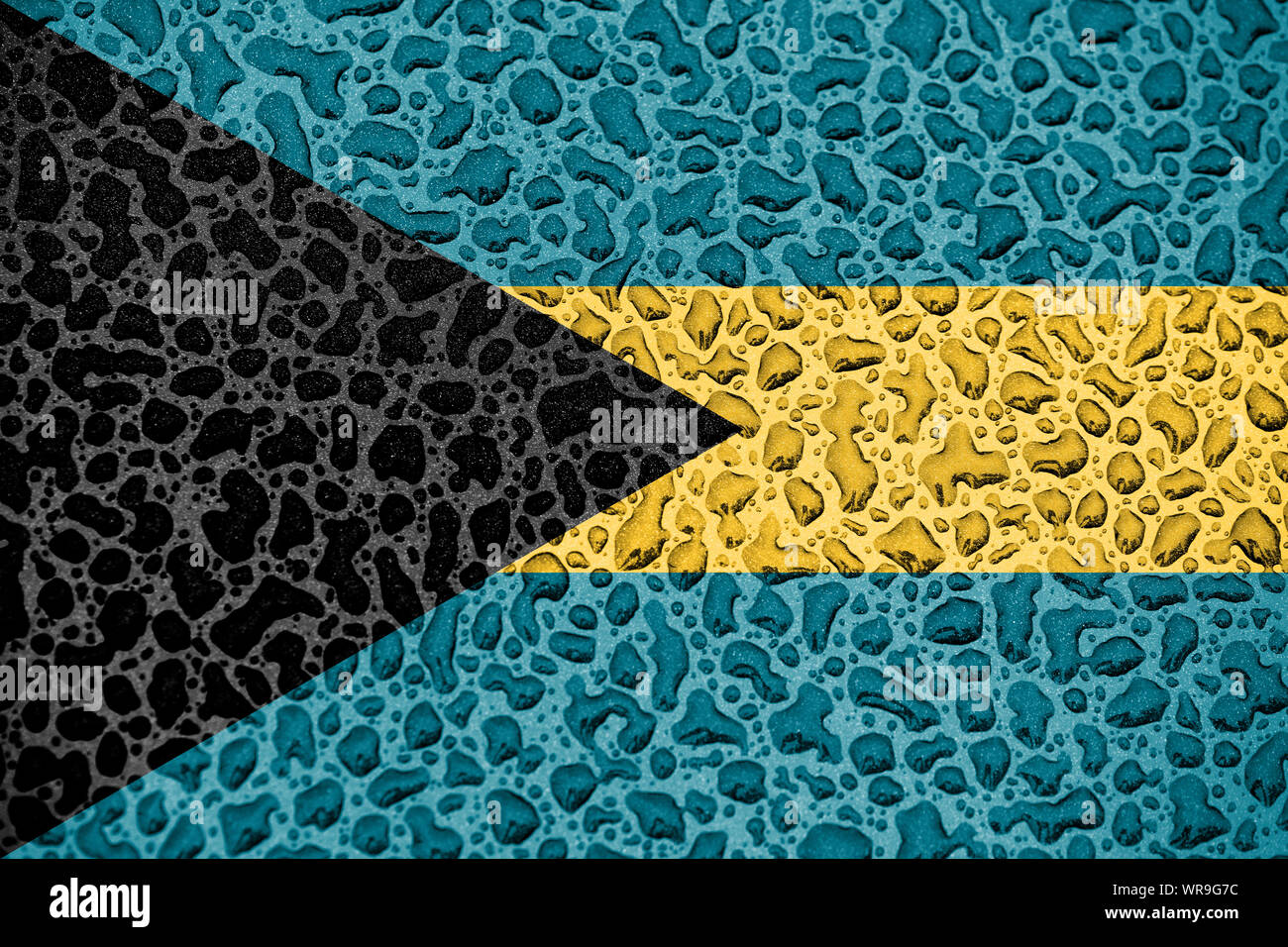 Bahamas bandiera nazionale fatta di gocce d'acqua. Previsioni di sfondo il concetto di stagione. Foto Stock