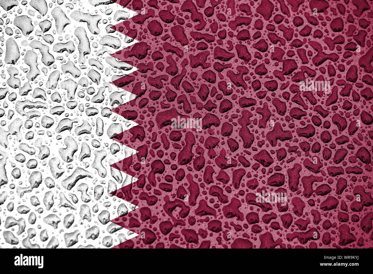 Qatar nazionale bandiera fatta di gocce d'acqua. Previsioni di sfondo il concetto di stagione. Foto Stock