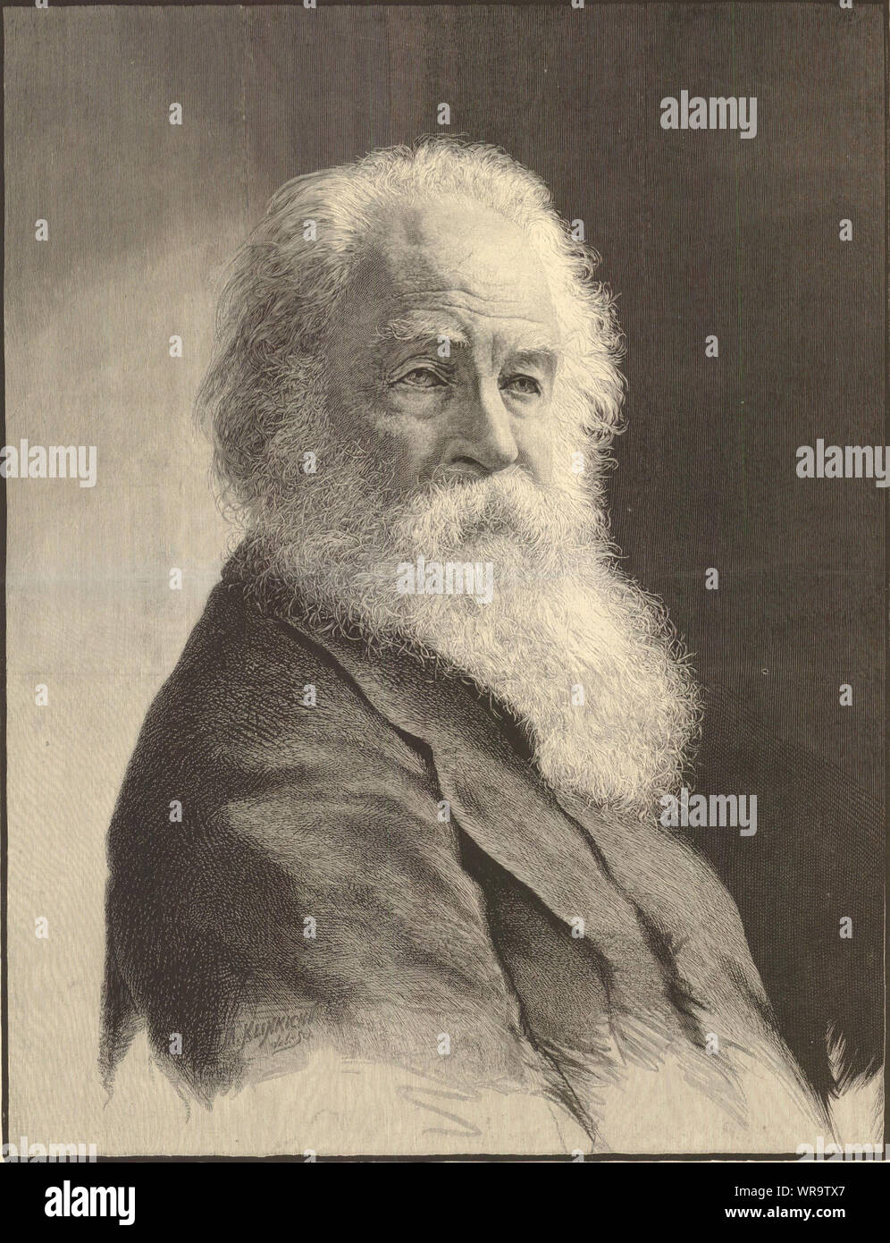 Walt Whitman, il poeta americano. Stati Uniti d'America 1889 antique ILN piena pagina stampa Foto Stock