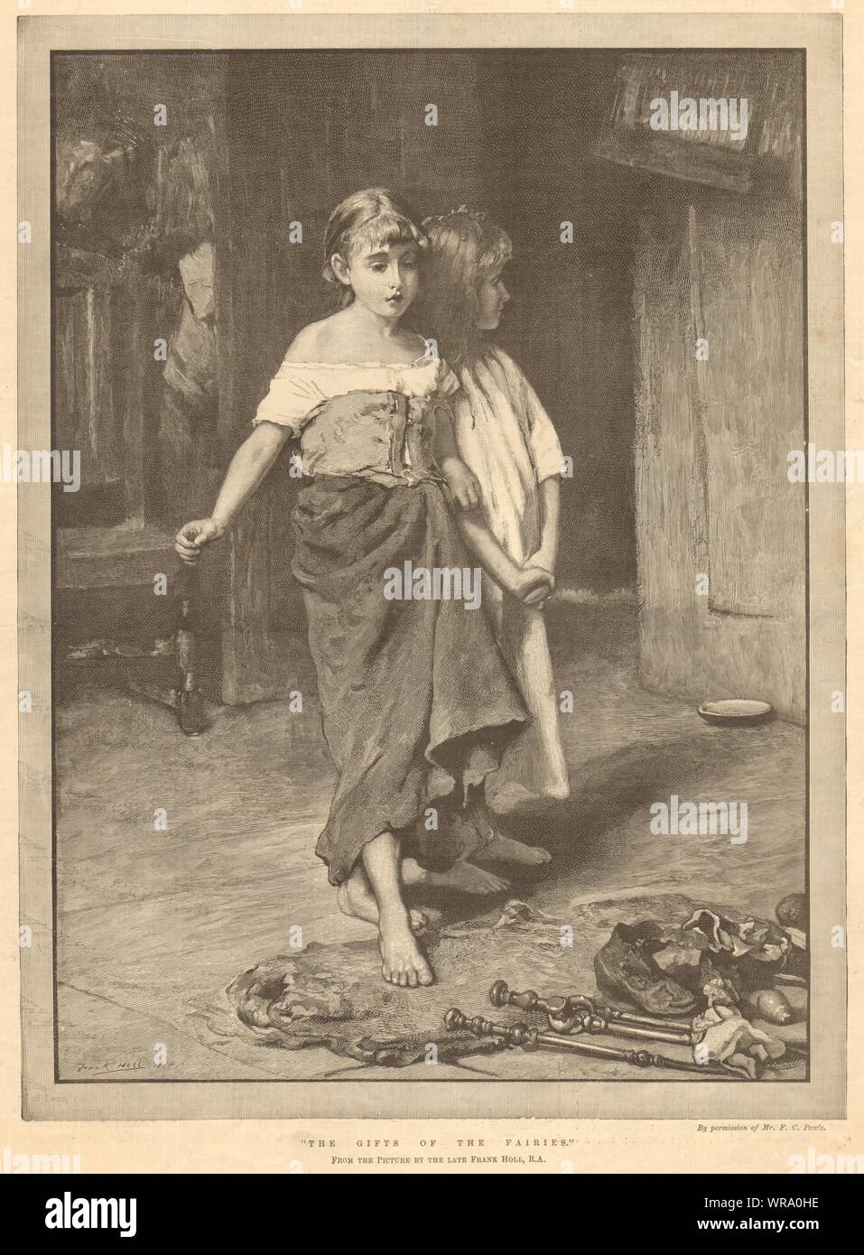 "I doni delle fate", da Frank Holl. I bambini. Belle arti 1892 ILN print Foto Stock