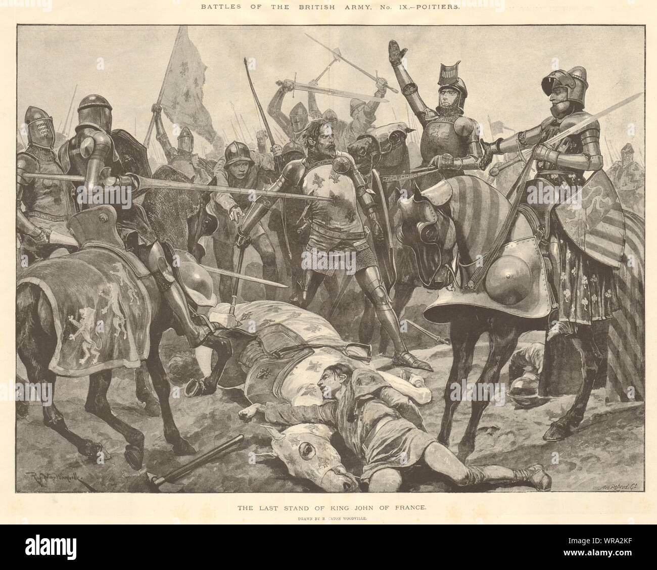 Battaglia di Poitiers 1356: l'ultima gabbia di Re Giovanni di Francia 1894 ILN print Foto Stock