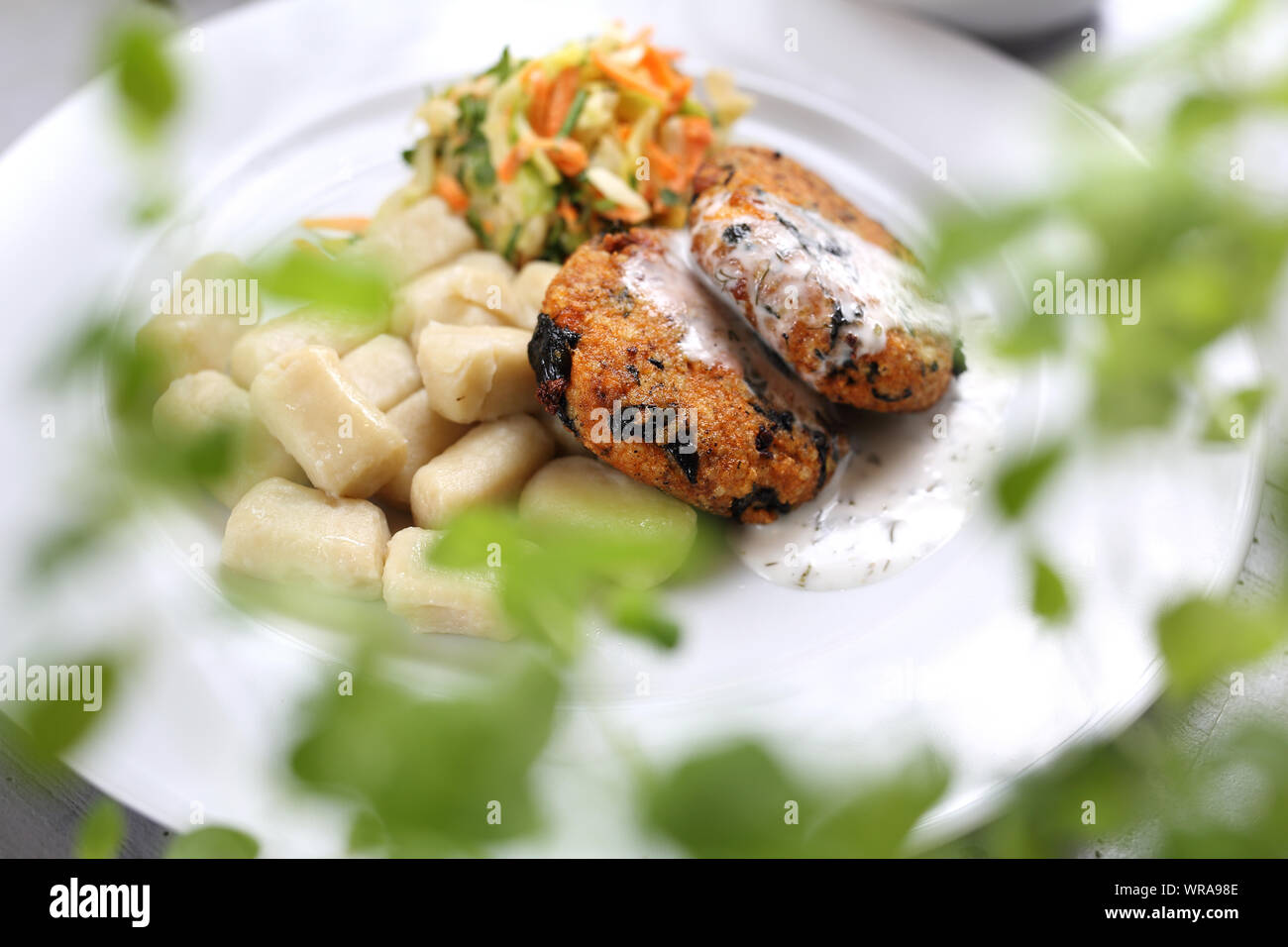 La cucina vegetariana. Vegetali senza carne cotoletta, dieta sana. Foto Stock