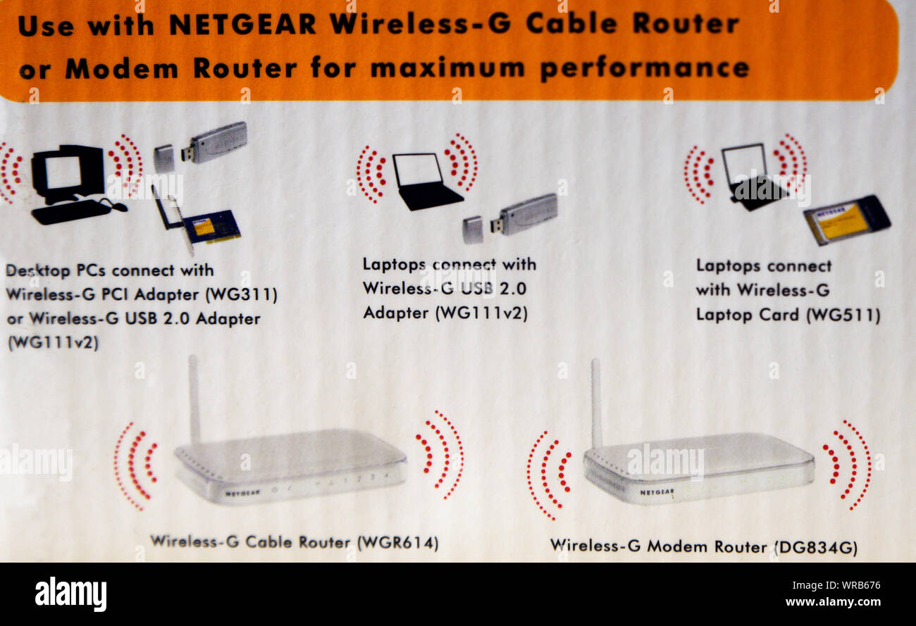 Router via cavo wireless o modem router NETGEAR Foto Stock