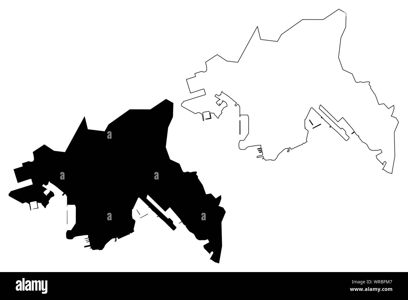 Regione di Kowloon (regione amministrativa speciale di Hong Kong della Repubblica popolare cinese e di Hong Kong SAR) mappa illustrazione vettoriale, scribble schizzo Kow Illustrazione Vettoriale
