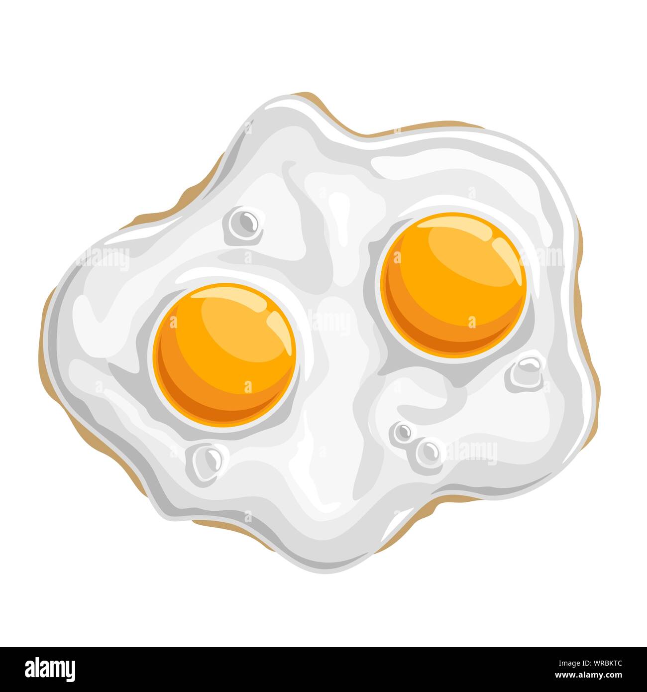Illustrazione Vettoriale di fritto di pollo lucido uova cotte isolato di proteina di colore bianco con 2 giallo tuorlo, tradizionale fritto croccante prima colazione. Illustrazione Vettoriale