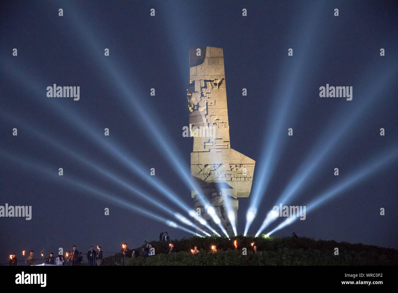 Ottantesimo anniversario dell inizio della Seconda Guerra Mondiale. Pomnik Obroncow Wybrzeza (monumento della costa difensori) per memorizzare soldati polacchi che defende Foto Stock