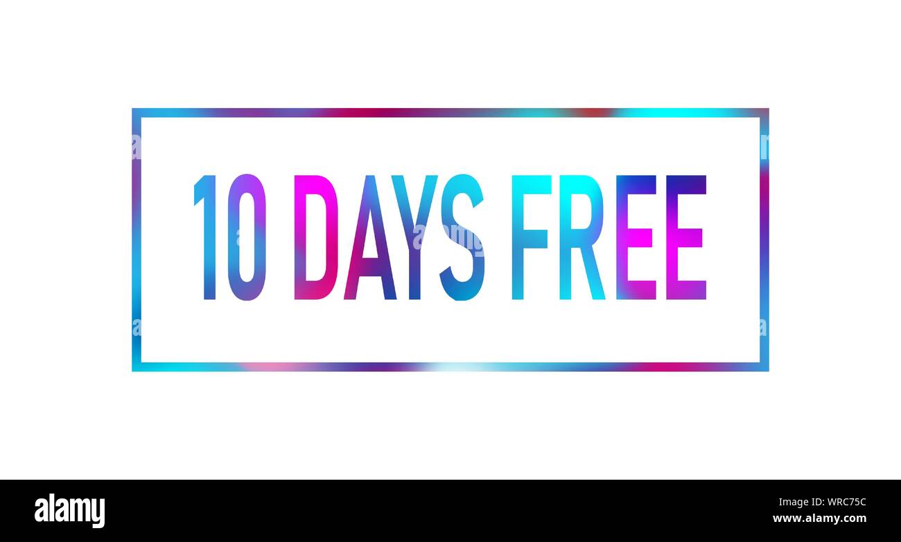Dieci giorni liberi, vendita tag, banner modello di progettazione, sconto icona app. EPS 10. Illustrazione Vettoriale