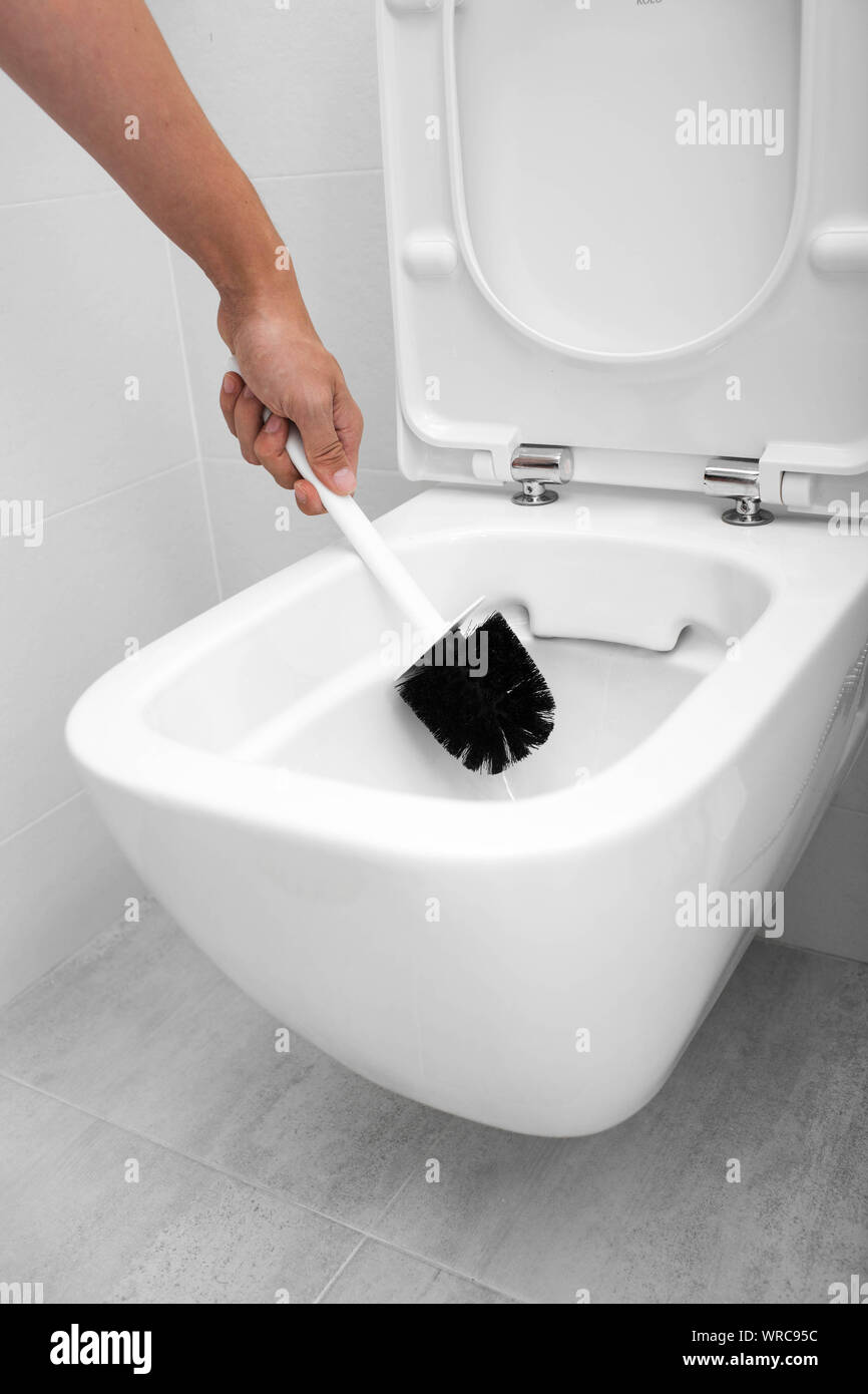 Spazzola per wc, pulire il wc. igiene in bagno Foto stock - Alamy