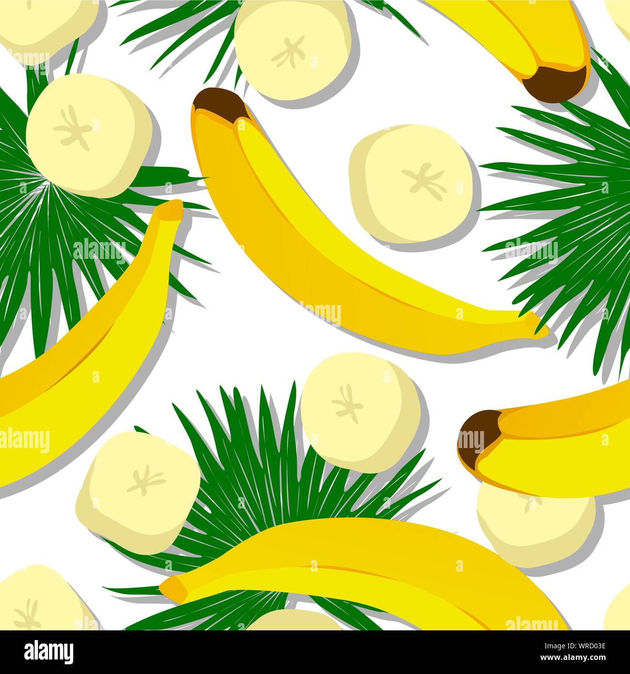 Vettore di Seamless pattern design con banane su sfondo bianco Illustrazione Vettoriale