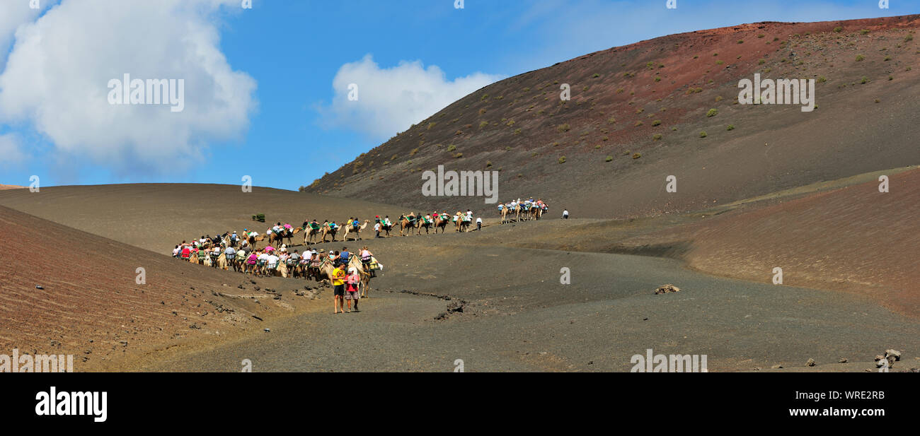 Parco Nazionale di Timanfaya (Parque Nacional de Timanfaya). Le ultime eruzioni vulcaniche si è verificato tra il 1730 e il 1736. Lanzarote, Isole Canarie. Spagna Foto Stock