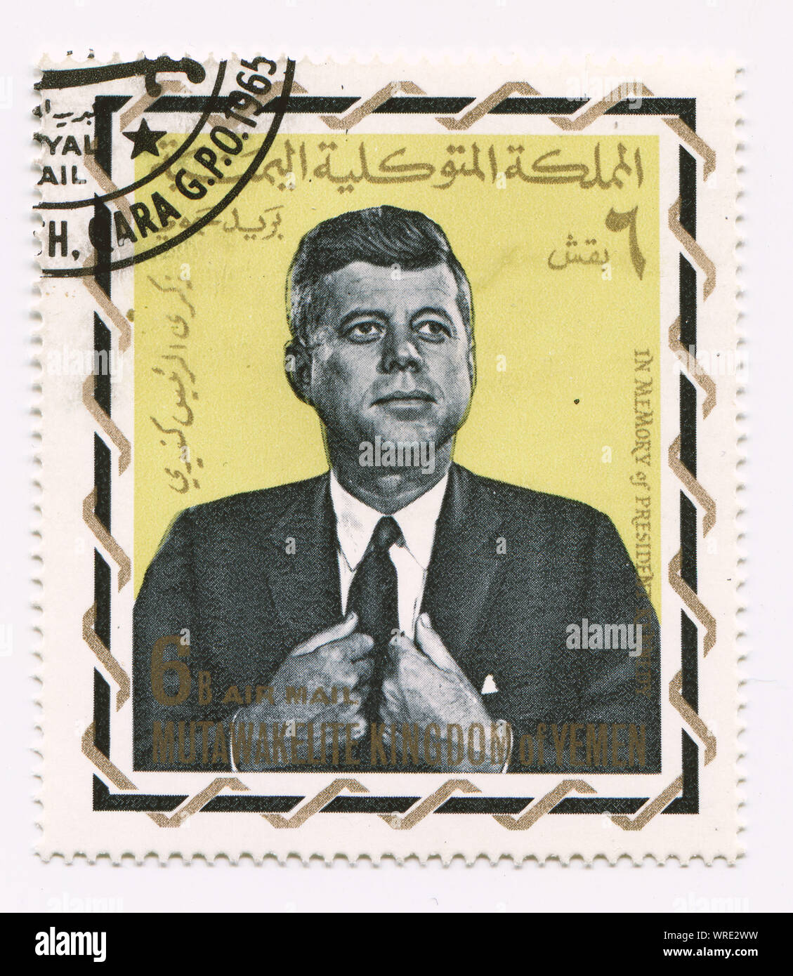 John Fitzgerald Kennedy su Yemen francobollo Foto Stock