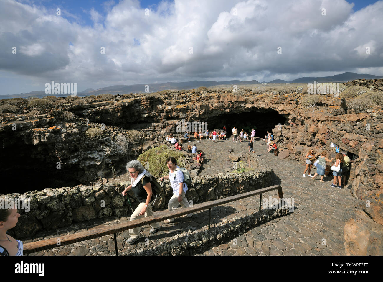 Cueva de los Verdes, un tubo vulcanico ha creato 3000 anni fa da un'eruzione. Essa si estende lungo 6 km. Lanzarote, Isole Canarie. Spagna Foto Stock