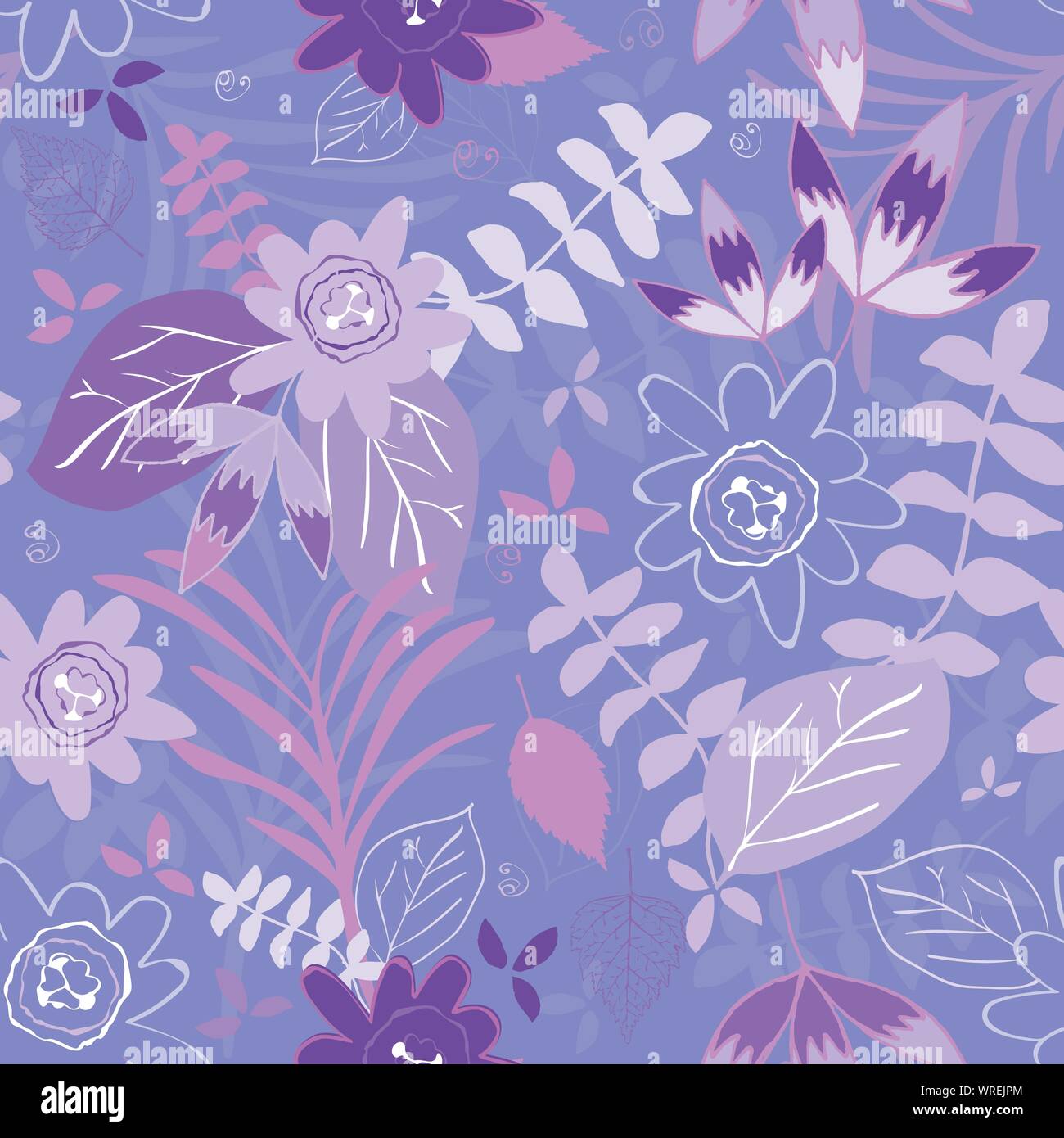 Complesso Doodled Floral Pattern senza giunture Illustrazione Vettoriale