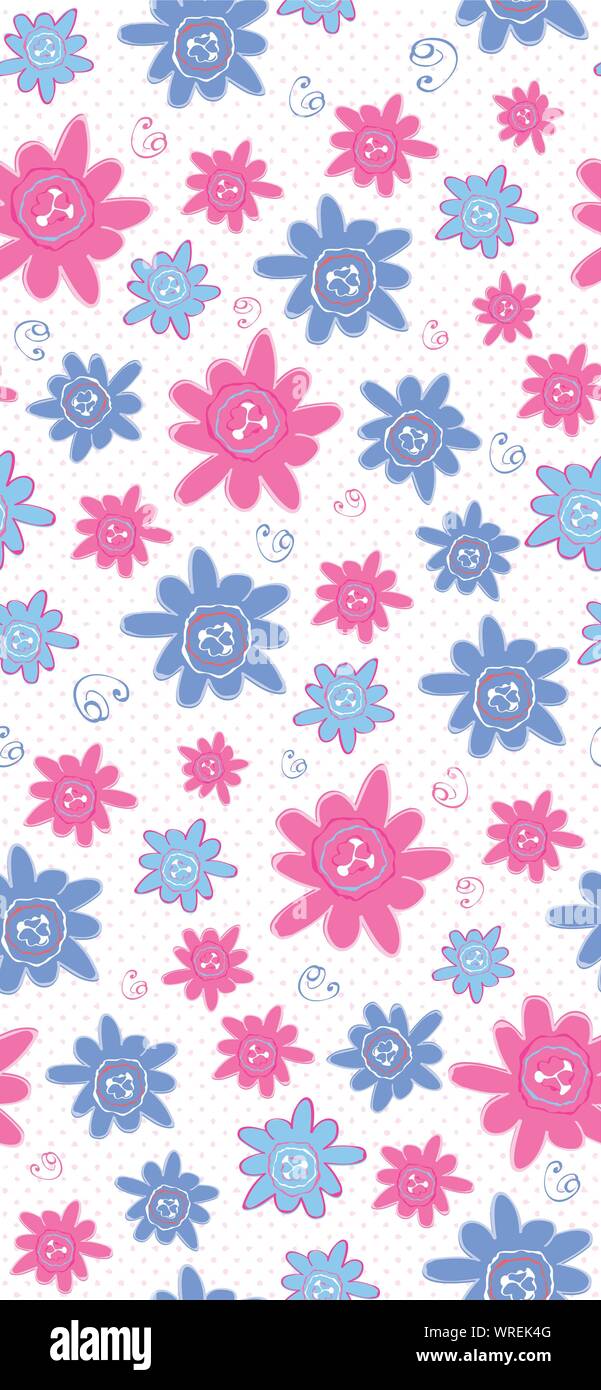 Complesso Doodled Floral Pattern senza giunture Illustrazione Vettoriale
