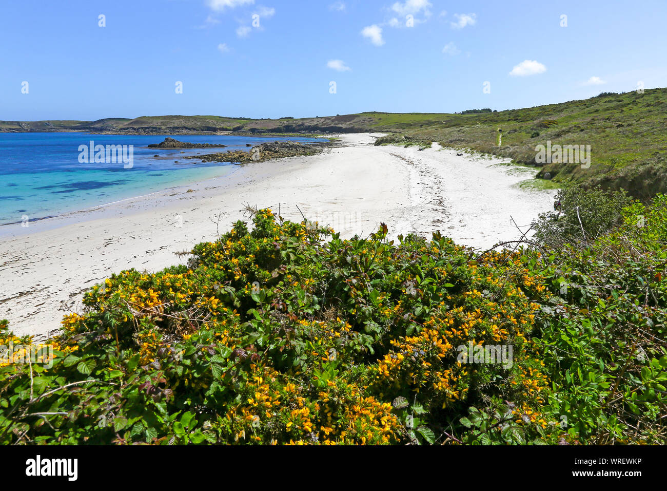 Grande Baia di St Martin's Bay, St. Martin's Island, isole Scilly, Cornwall, Regno Unito Foto Stock