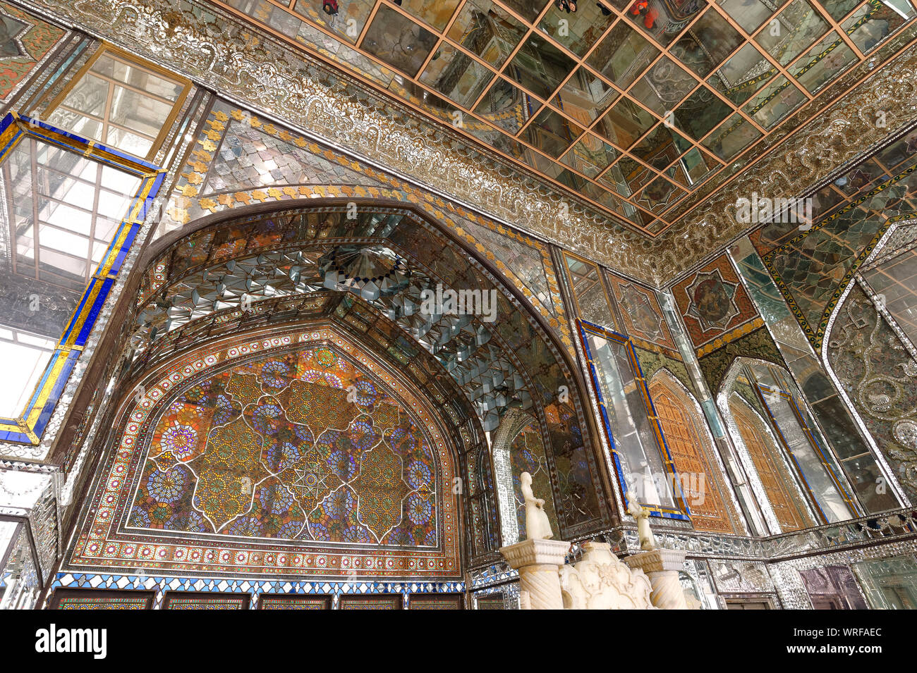 Golestan Palace, Trono di marmo Hall, Teheran Repubblica Islamica dell Iran Foto Stock