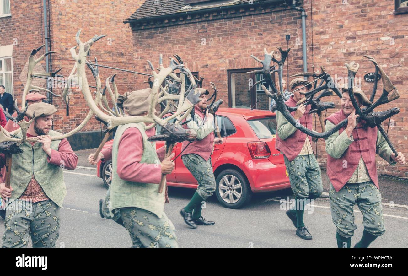 Abbots Bromley Horn Dance Foto Stock