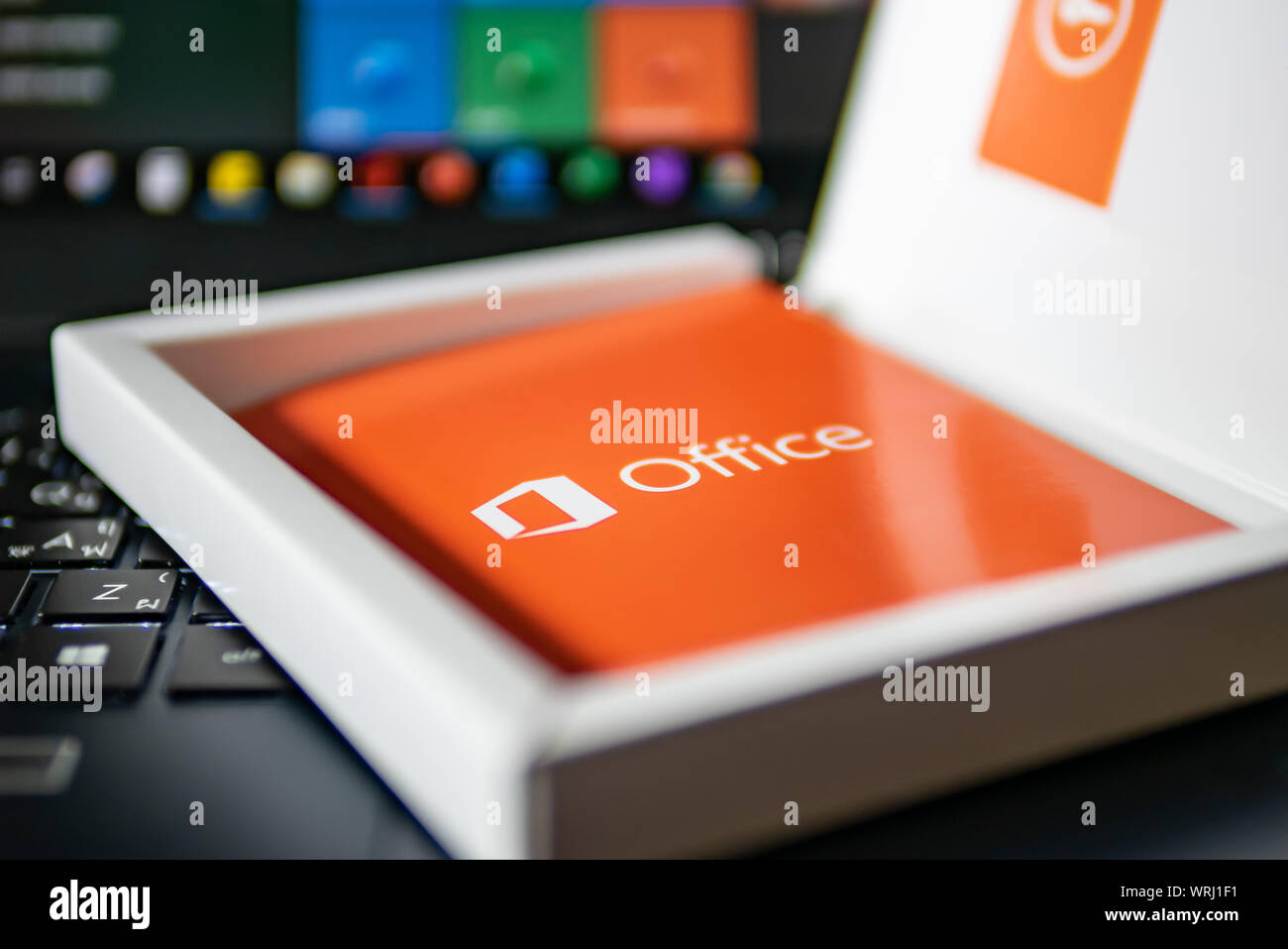 Bangkok, Tailandia - 17 Luglio 2019: il Logo di Microsoft Office software sul prodotto pacchetto chiave. Foto Stock