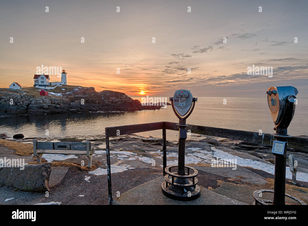 Cape Neddick 'Nubble Point Lighthouse, York, Maine, Stati Uniti d'America Foto Stock