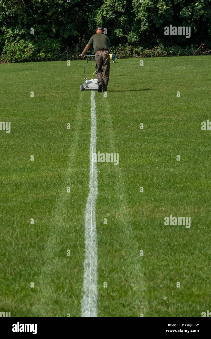 Fodera bianca un campo sportivo Foto Stock