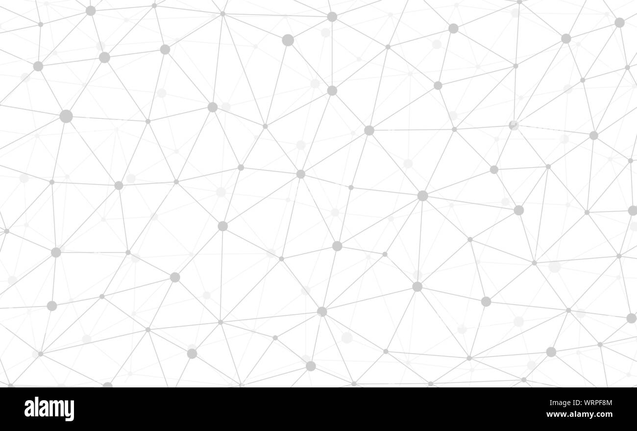 Astratto connessione internet e tecnologia grafica web design sfondo. Plesso poligonale digitale geometrico con struttura di particelle molecolari. Futuristica griglia triangolare bianca. Illustrazione dei dati vettoriali Illustrazione Vettoriale