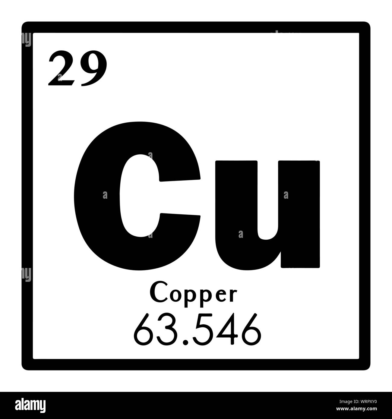 Elemento di rame tavola periodica illustrazione vettoriale EPS 10 Illustrazione Vettoriale