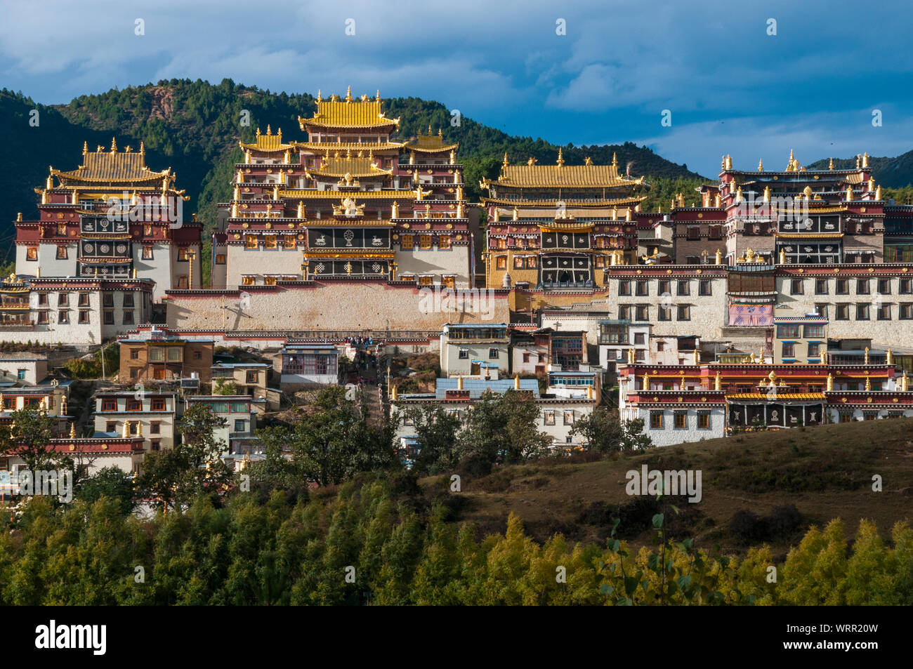 Ganden Sumtsenling, noto anche come Sungtseling o Sōngzànlín, è un buddista tibetano monastero fuori Shangri La o Zhongdian, Yunnan, Cina Foto Stock