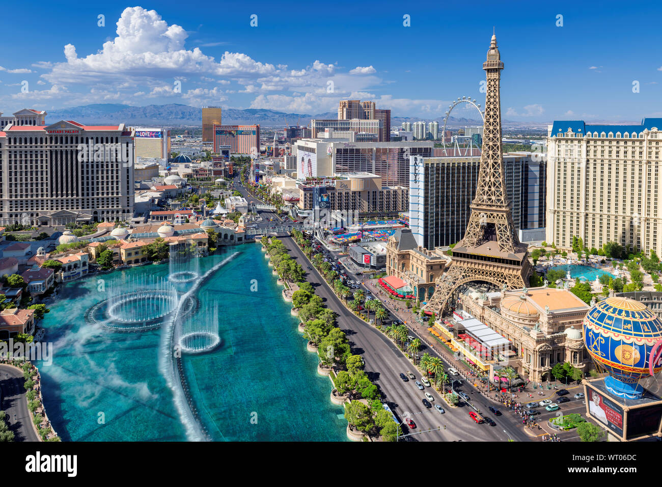 Las Vegas strip skyline come si vede nella giornata di sole, Nevada Foto Stock