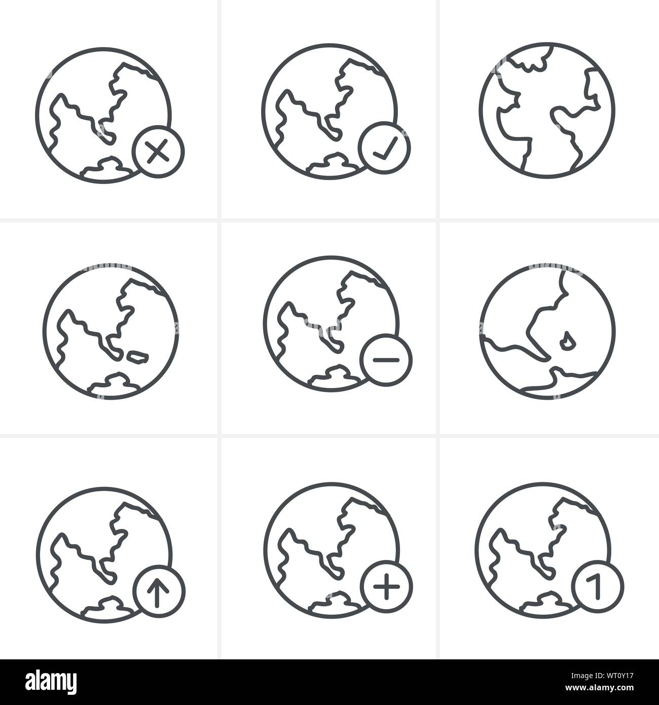Le icone della linea di terra stile vettore set di icone Illustrazione Vettoriale