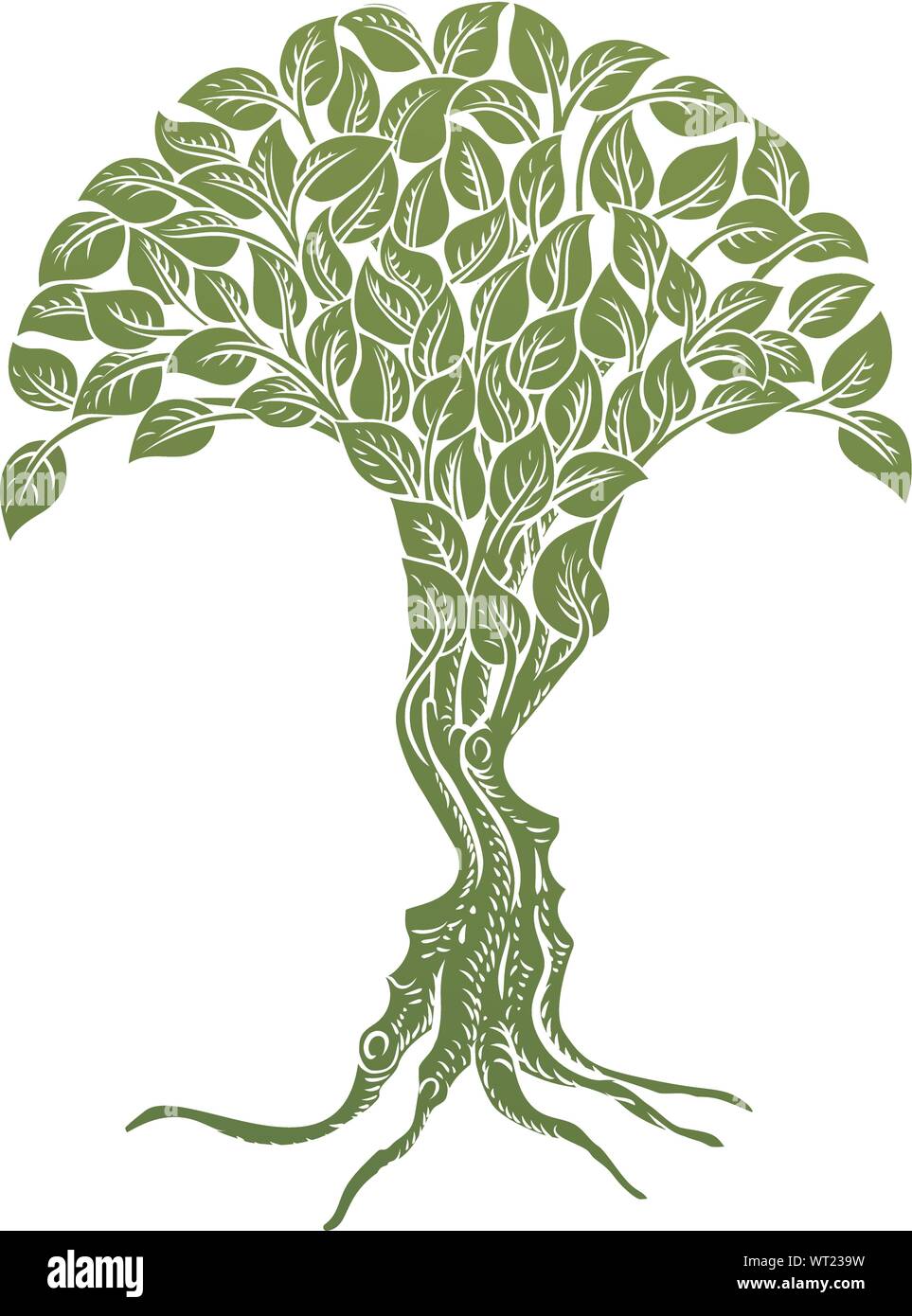 Illusione ottica volti ad albero concetto Illustrazione Vettoriale