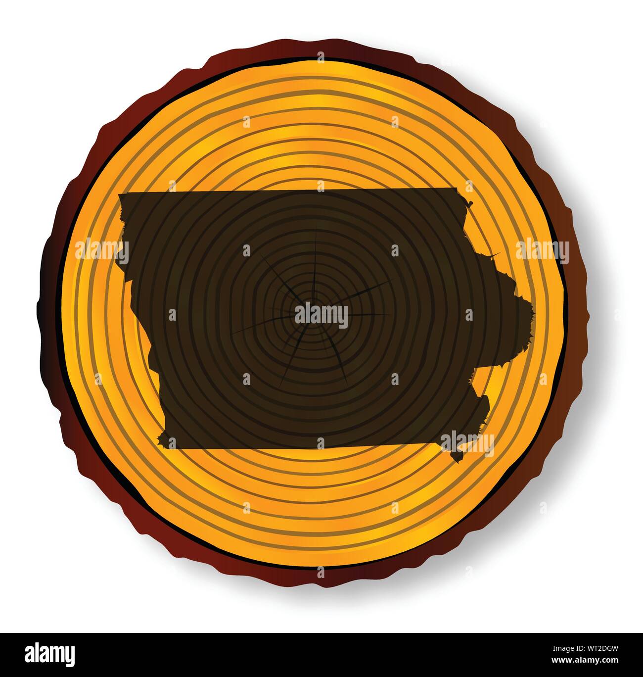 Iowa mappa sul legname Illustrazione Vettoriale