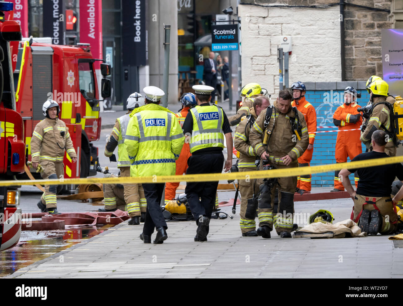 Edinburgh, Regno Unito. 10 settembre 2019. Fuoco a Fountainbridge, Edimburgo, Scozia, Regno Unito. Foto Stock