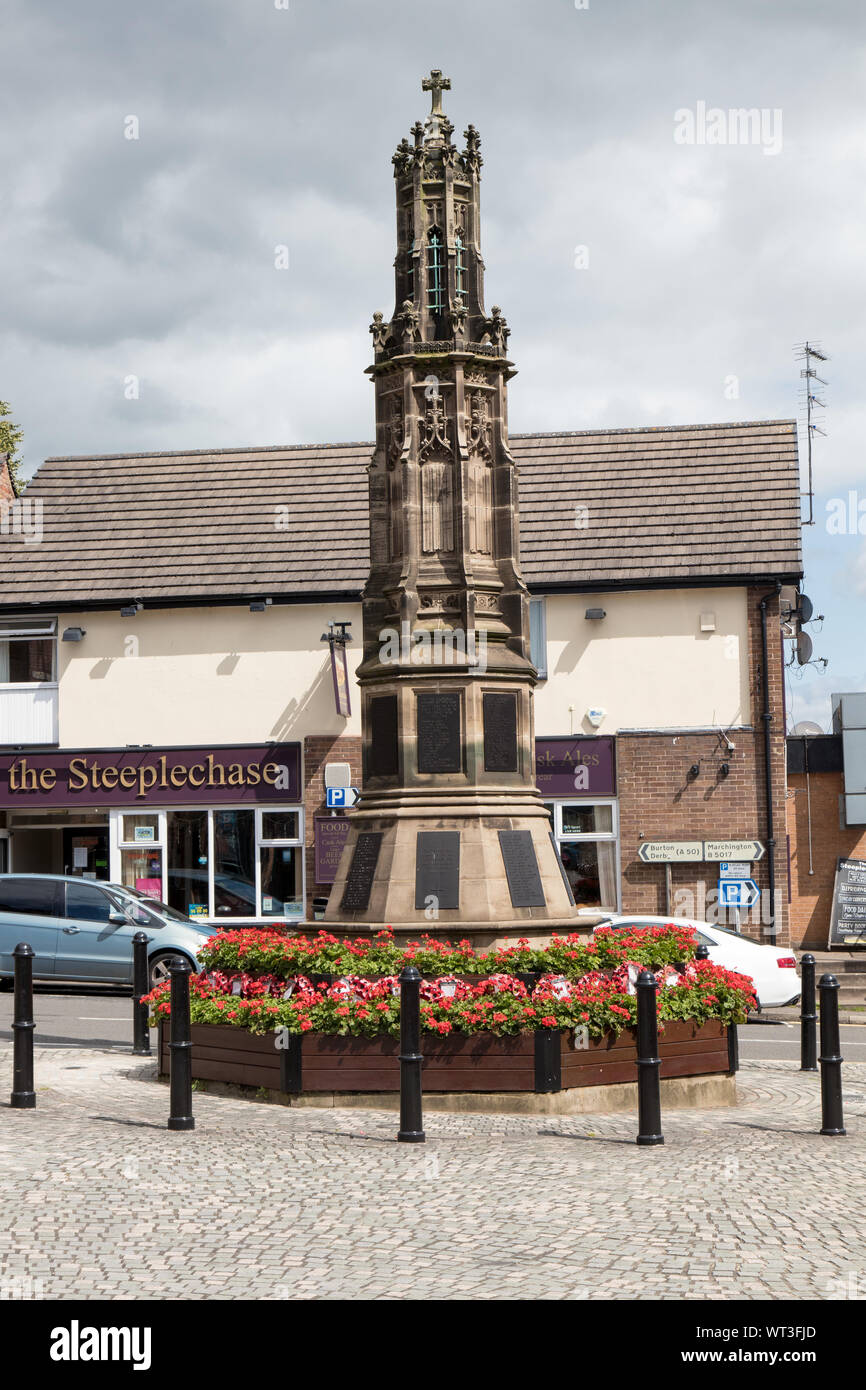 Memoriale di guerra in Uttoxeter una cittadina inglese in Staffordshire Foto Stock