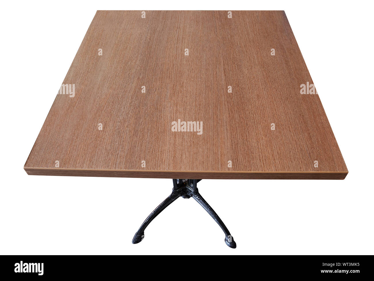 Superficie testurizzata di un tavolo di legno isolato su bianco con tracciato di ritaglio Foto Stock