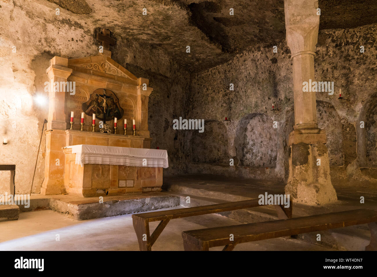 Petersfriedhof pittoresco cimitero con tombe barocco di nobiltà nonché 12esimo secolo catacombe e cappelle. Foto Stock