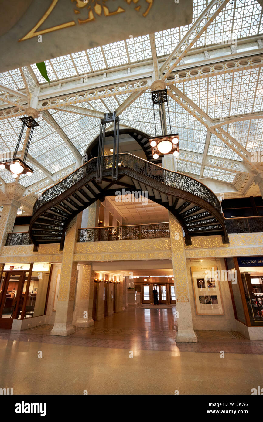 Atrio Interno di The Rookery building Chicago Illinois USA Foto Stock