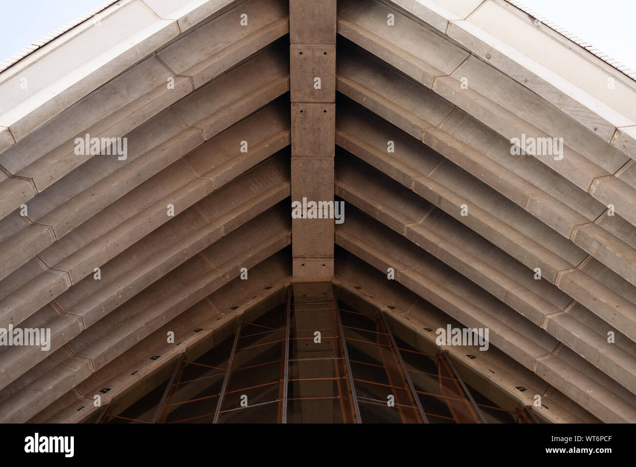 La Sydney Opera House e nervature del tetto di vele Close Up dettaglio astratta. Ore diurne. Foto Stock