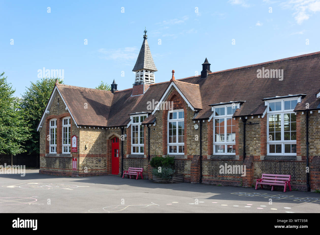 Denham villaggio scuola infantile, Cheapside Lane, Denham, Buckinghamshire, Inghilterra, Regno Unito Foto Stock