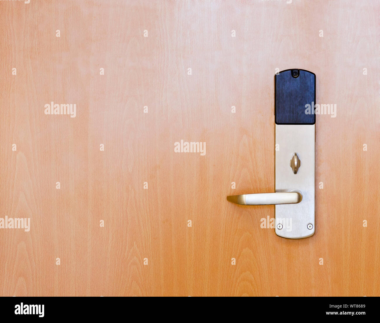 Sezione di un moderno ufficio interno porta con maniglia e meccanismo di bloccaggio Foto Stock