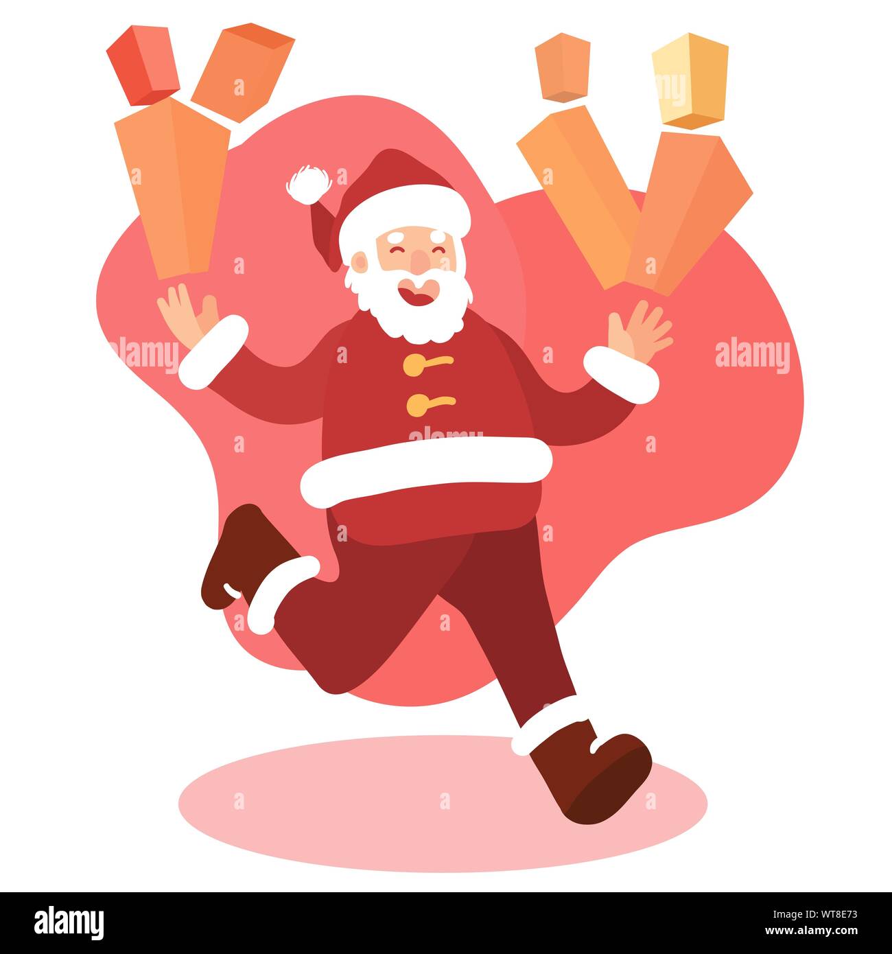 Santa Claus in esecuzione con regali per Natale Illustrazione Vettoriale