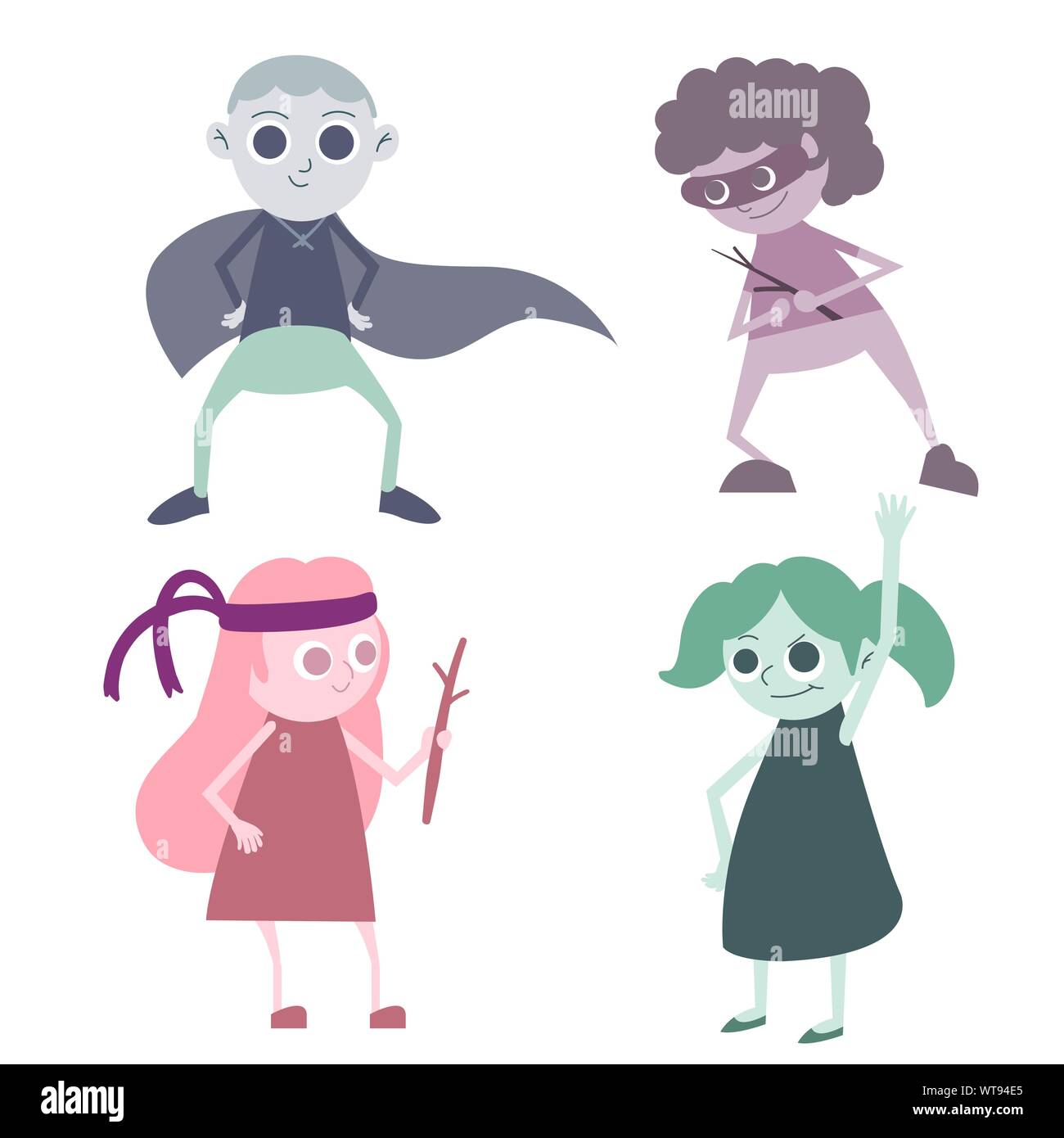 Carattere diverso design supereroi per bambini Illustrazione Vettoriale