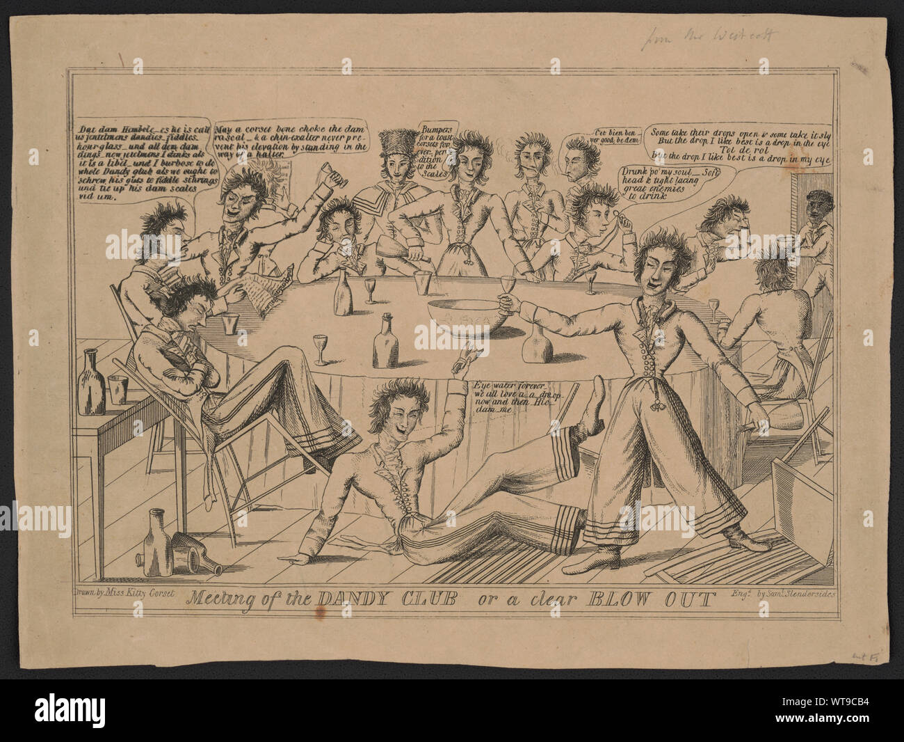 Riunione del dandy club o un chiaro Blow out / disegnati da Miss Kitty corsetto ; engd. da Sam'l. Slendersides. Foto Stock