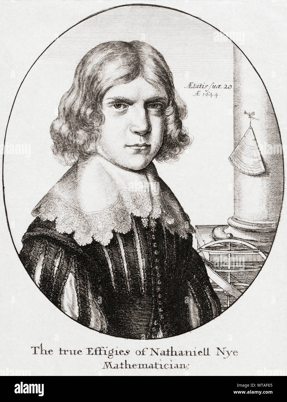 Nathaniel Nye, 1624 - dopo il 1647. Inglese matematico, astronomo, cartografo. Foto Stock