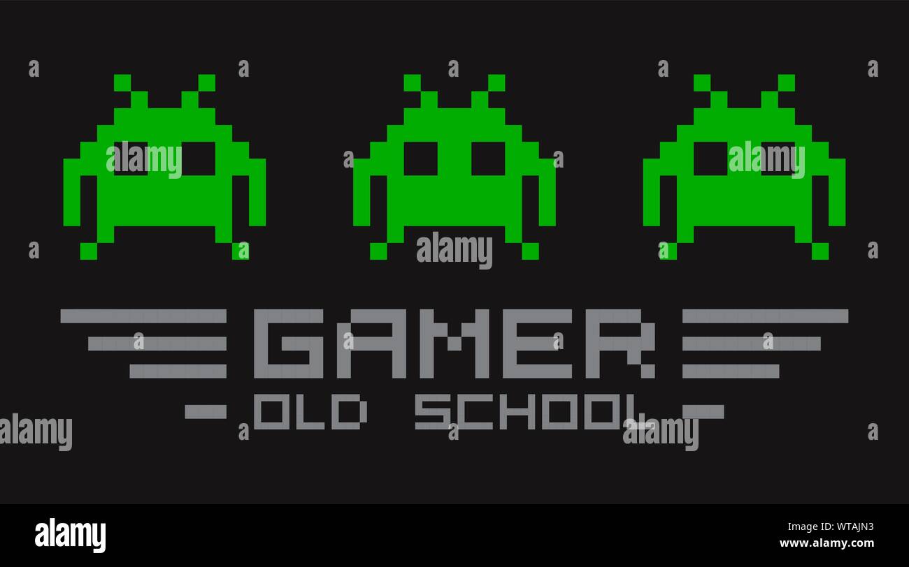 Vecchio video retrò gamer t-shirt template per la stampa Illustrazione Vettoriale