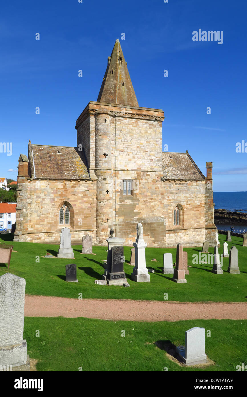St Monans Chiesa conosciuta come 'Auld Kirk' in Fife villaggio di pescatori con lo stesso nome Foto Stock