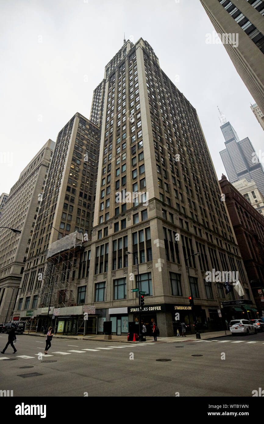 La Clark adams edificio comprendente club quarters hotel ex banchieri edificio Chicago Illinois USA Foto Stock